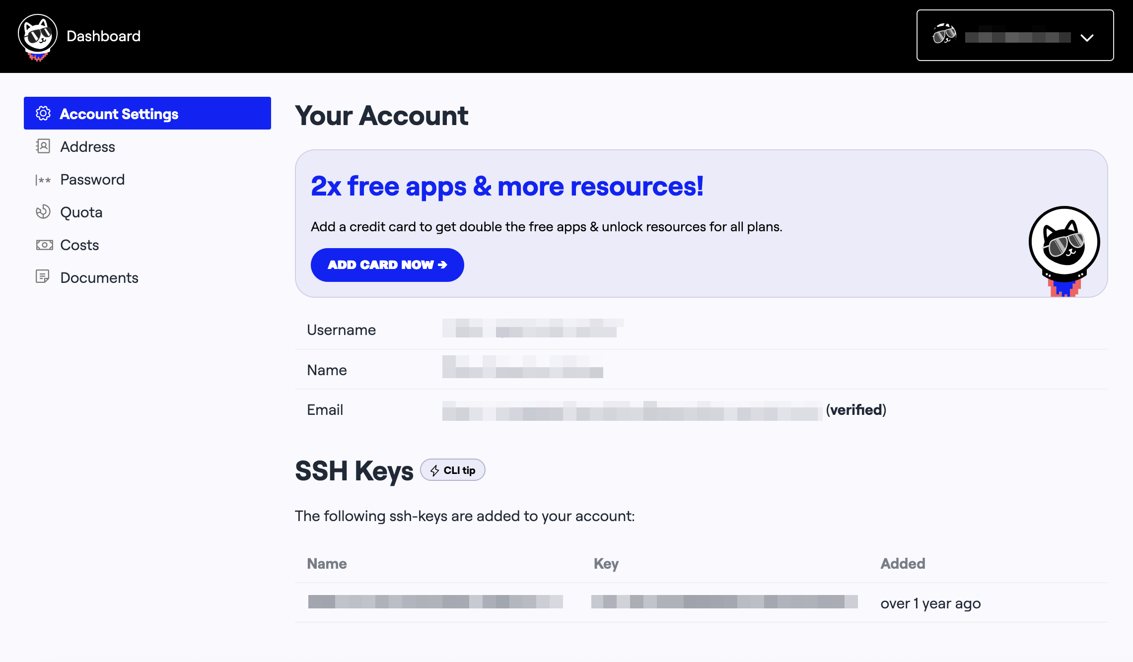 Runway UI: New Account Pages